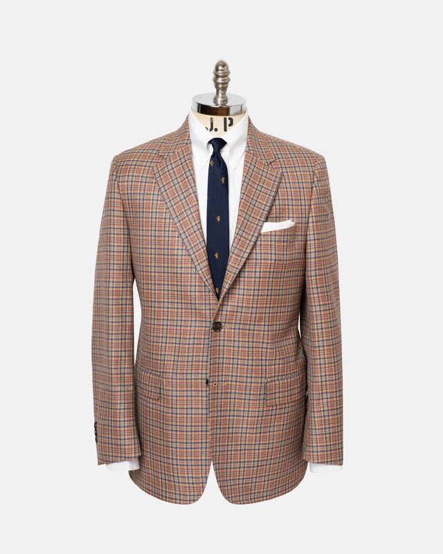 Made-in-Canada Rust & Blue Check Wool Coat
