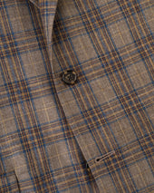 Made In Canada Light Brown Plaid Wool Linen Sport Coat