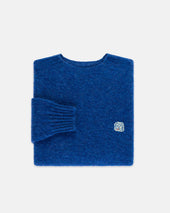 Made-in-Scotland Medium Blue Shaggy Dog Icon Sweater - Trim Fit