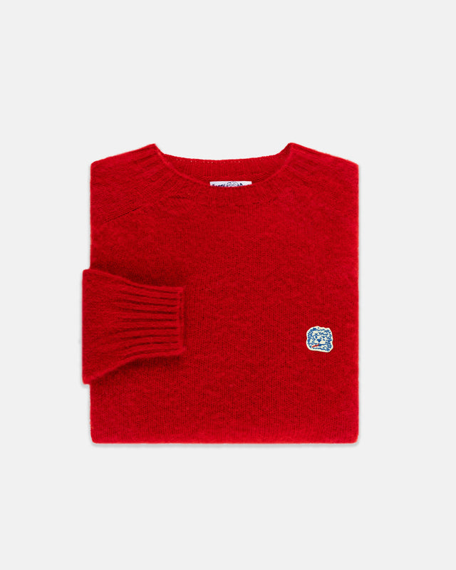 Made In Scotland Red Shaggy Dog Icon Sweater Trim Fit
