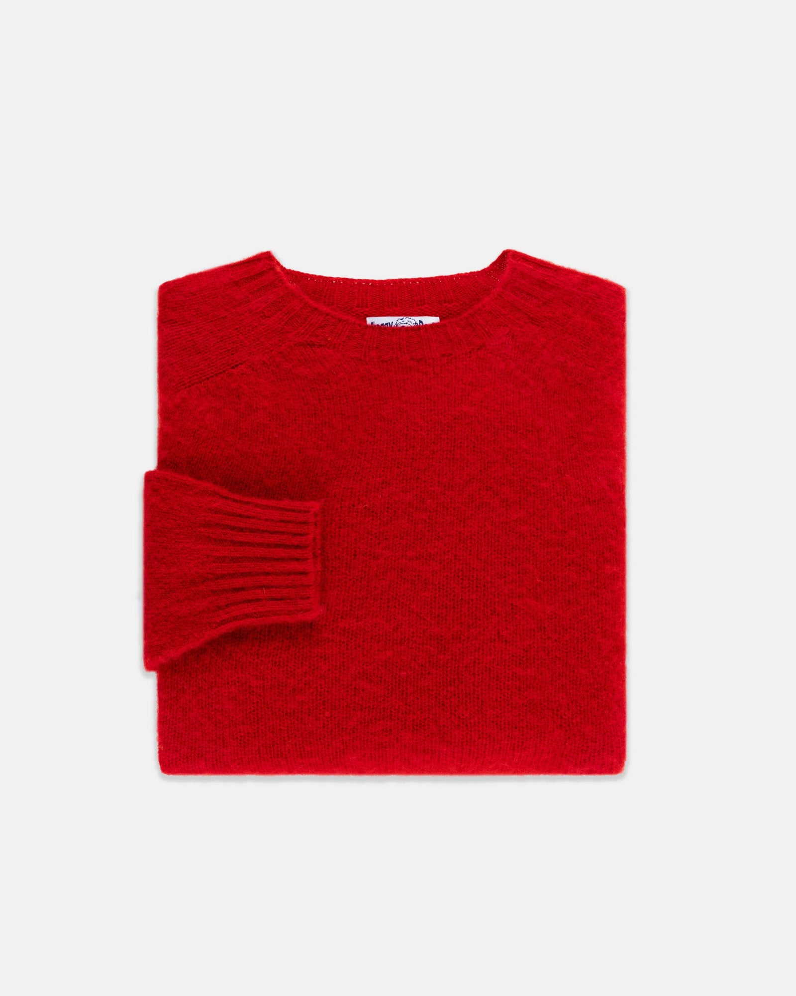 Made In Scotland Red Shaggy Dog Sweater Trim Fit