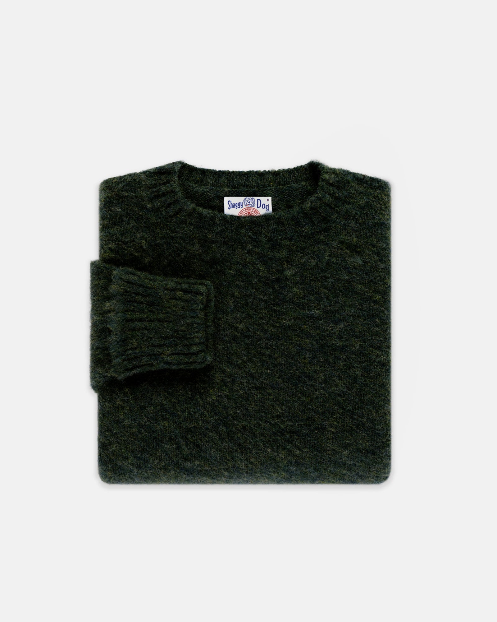Made In Scotland Dark Green Marl Shaggy Dog Sweater Classic Fit