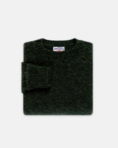 Made In Scotland Dark Green Marl Shaggy Dog Sweater Classic Fit