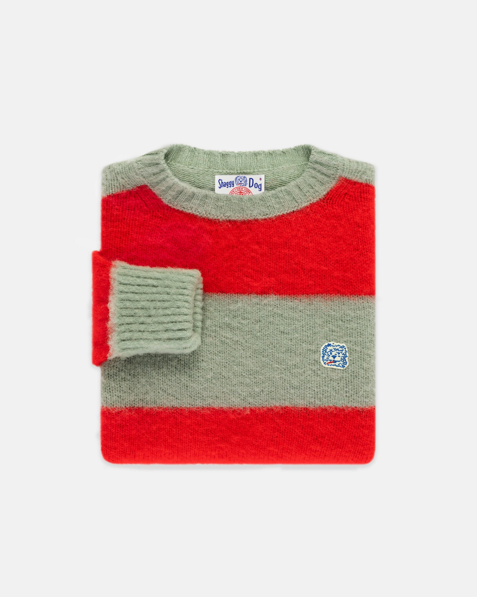 Made In Scotland Seafoam Green Red Stripe Shaggy Dog Icon Sweater Classic Fit