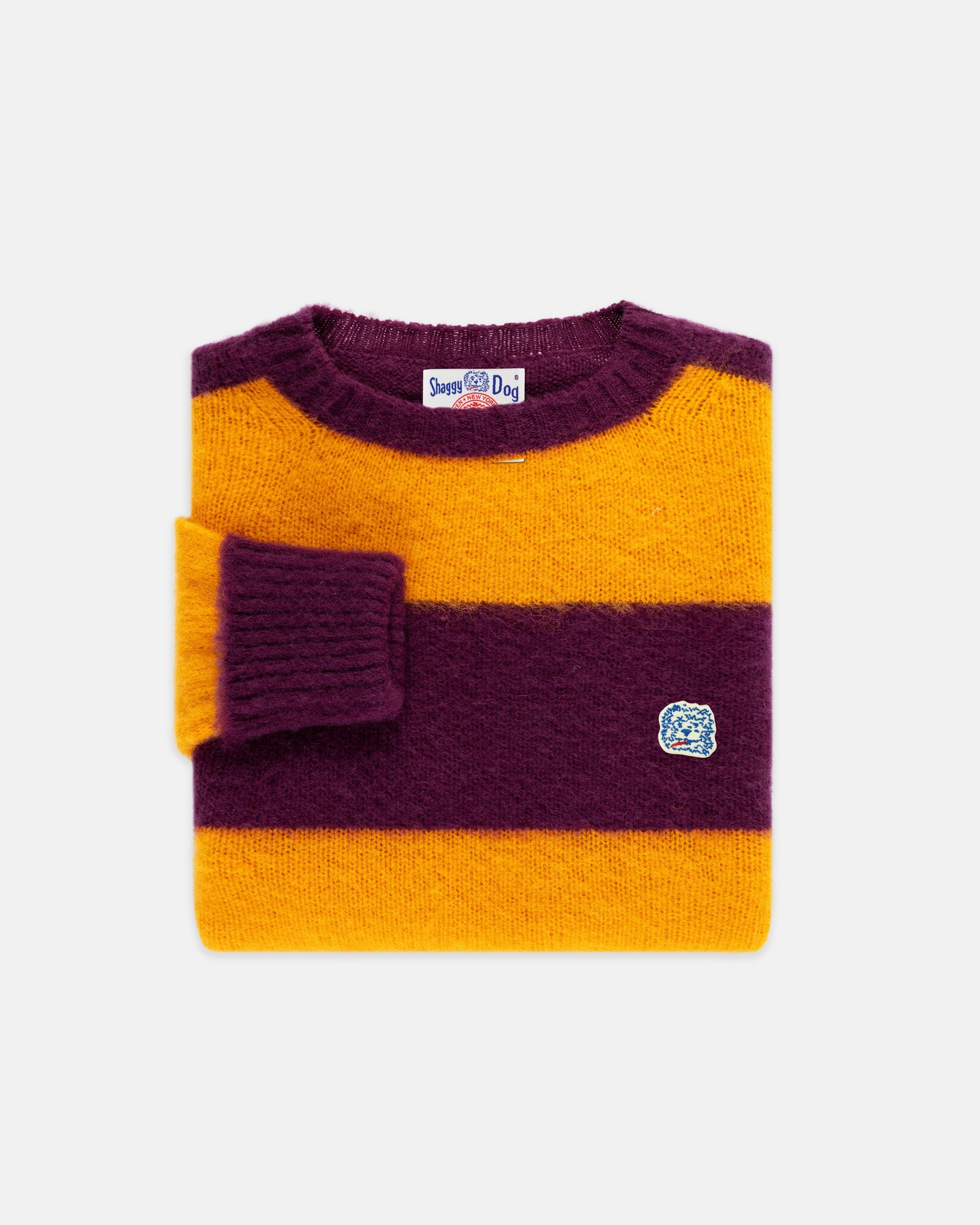 Made In Scotland Purple Yellow Stripe Shaggy Dog Icon Sweater Classic Fit