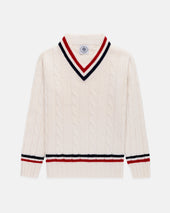 Made In Scotland Wool Cableknit Tennis Sweater