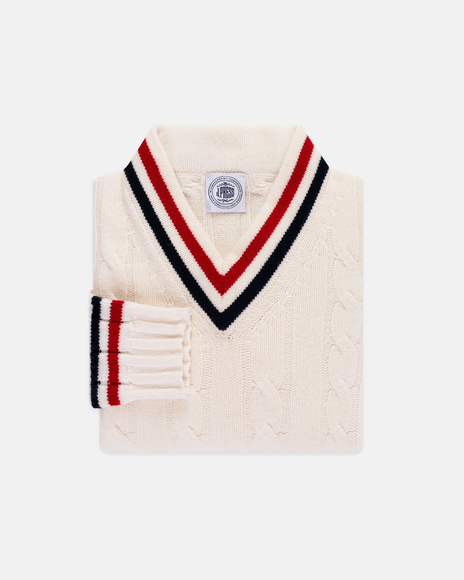 Made In Scotland Wool Cableknit Tennis Sweater