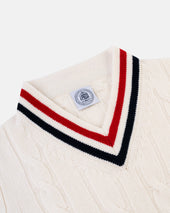 Made In Scotland Wool Cableknit Tennis Sweater