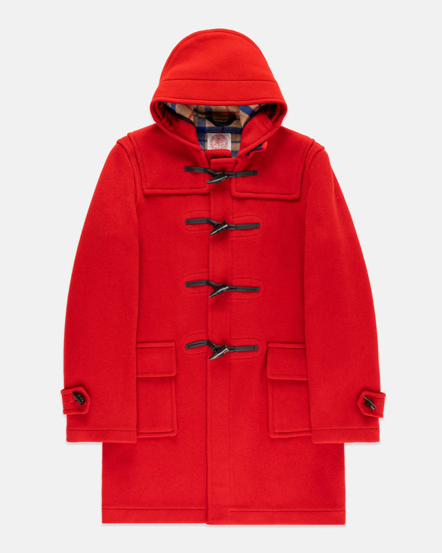 Made In England Scarlet Classic Morris Duffle Coat