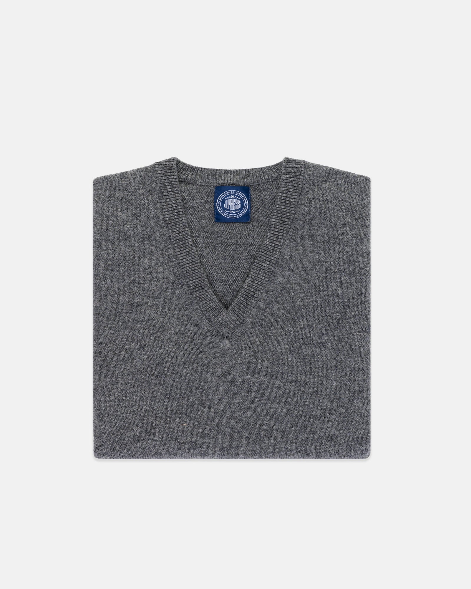 Grey Lambswool V Neck Sweater Vest
