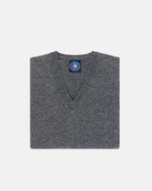 Grey Lambswool V Neck Sweater Vest