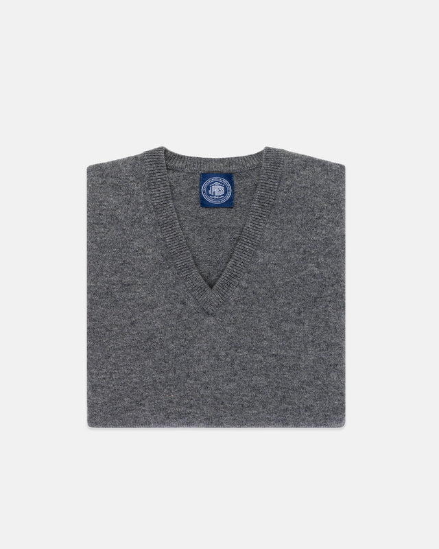 Grey Lambswool V Neck Sweater Vest