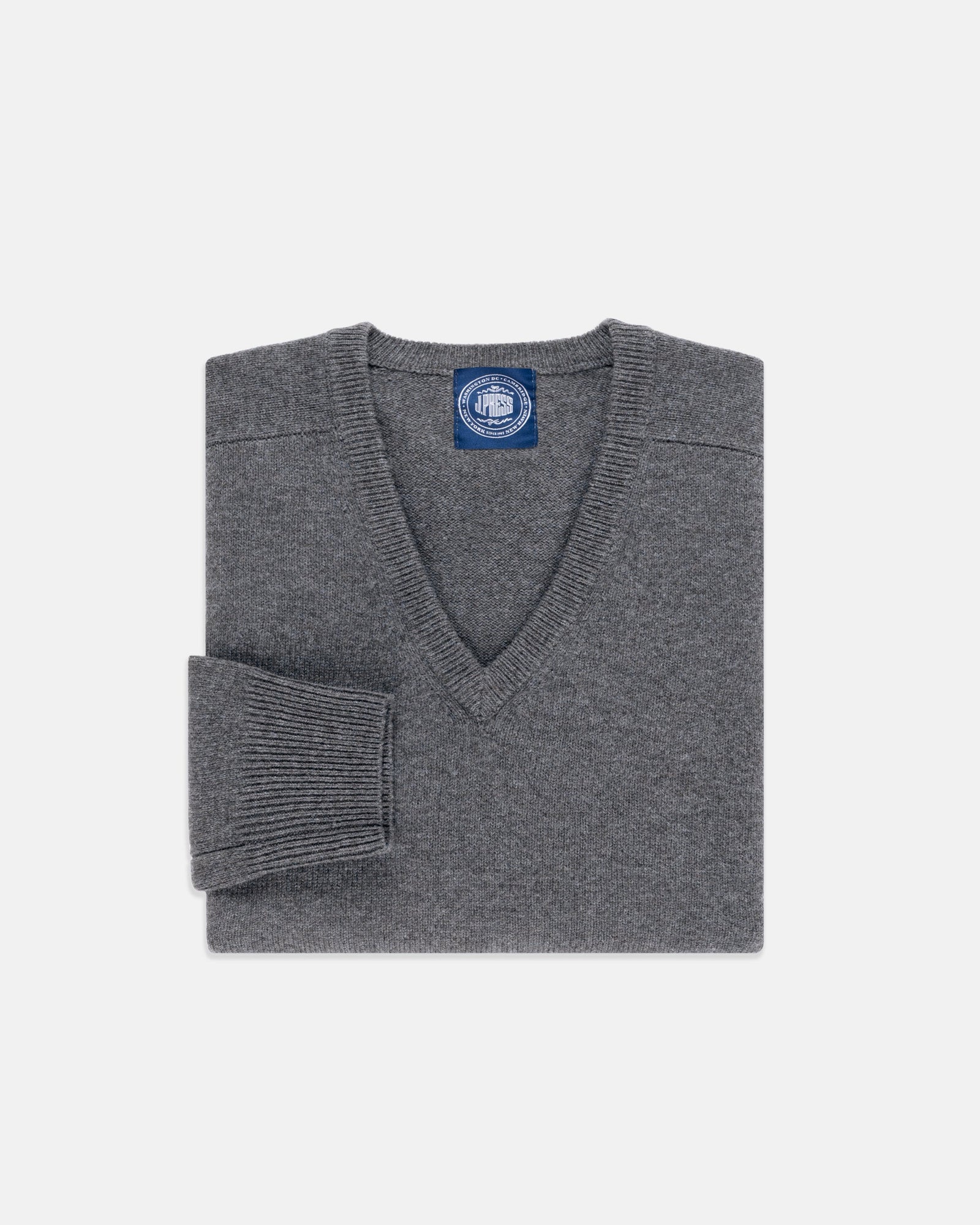 Grey Mix Lambswool V Neck Sweater