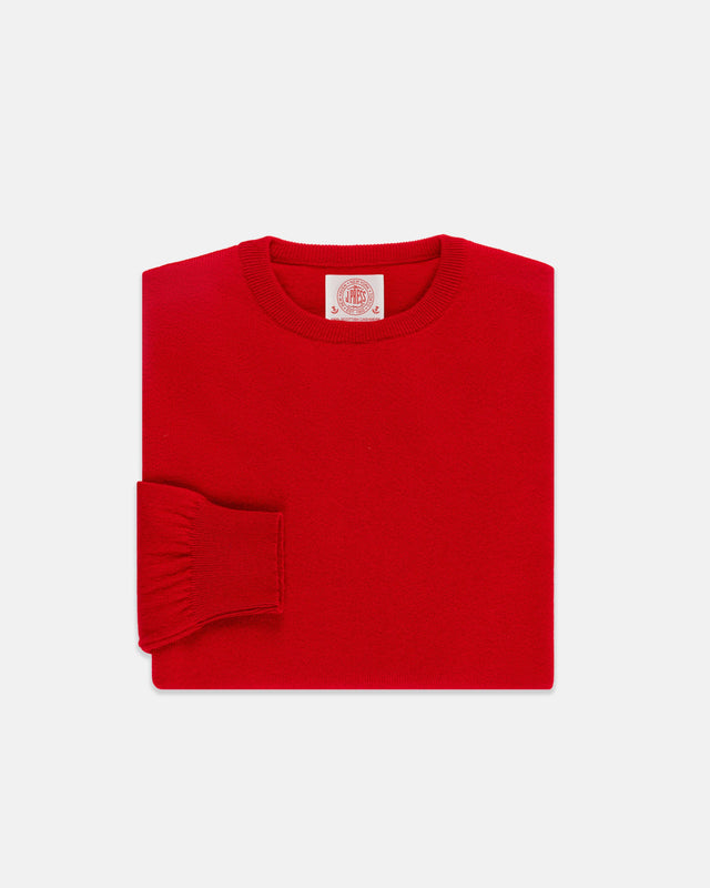 Made In Scotland Red Cashmere Crewneck Sweater
