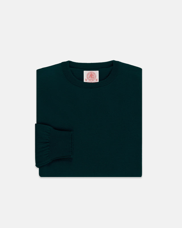 Made In Scotland Green Cashmere Crewneck Sweater