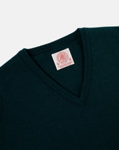 Made In Scotland Spruce Green Cashmere V Neck Sweater