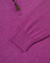Purple Cotton Cashmere Quarter Zip Sweater