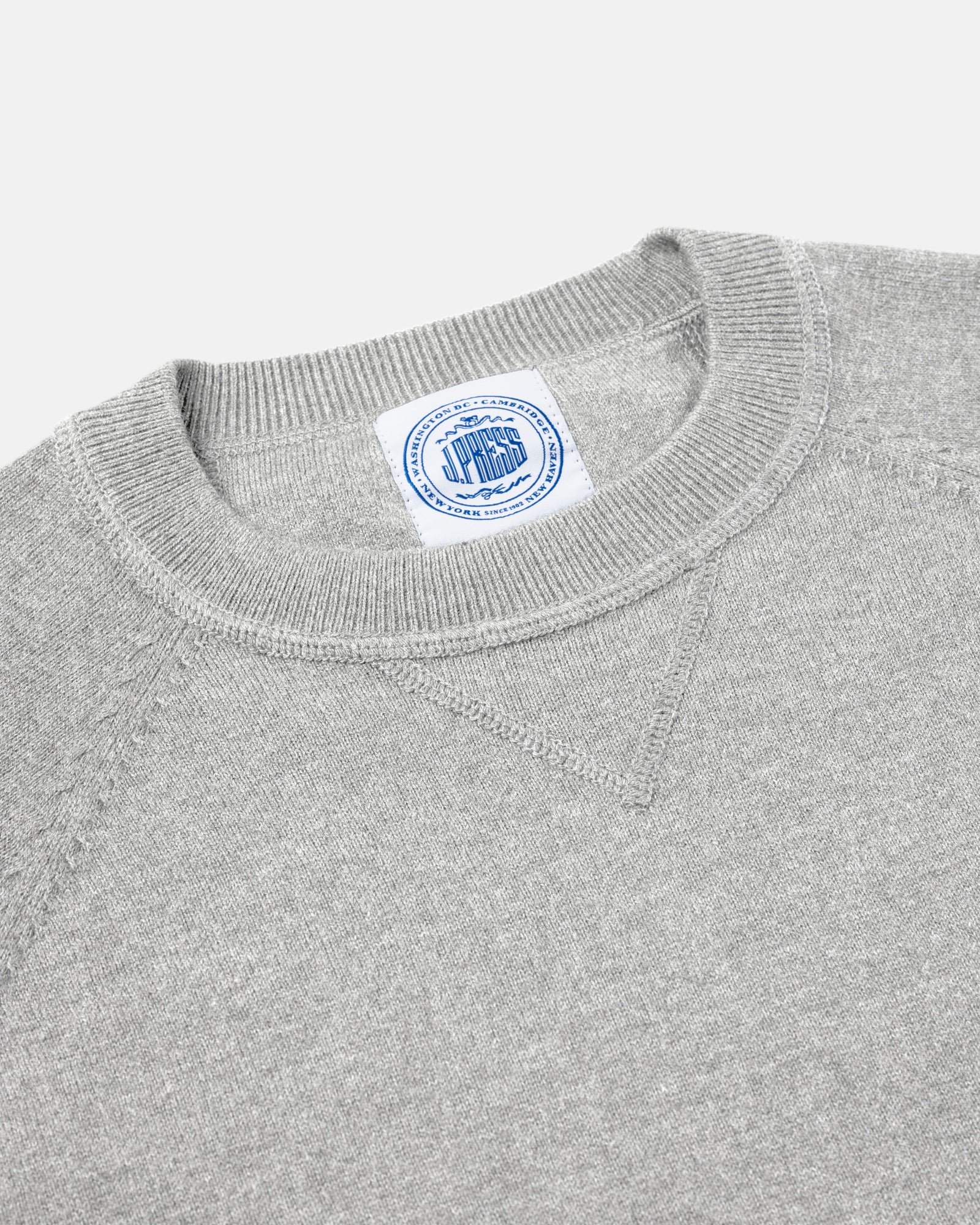 Grey Cotton Wool Crewneck Sweatshirt Trim Fit