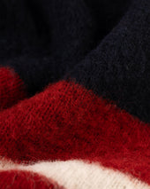 Made In Scotland Crimson White Shaggy Dog Frame Stripe Sweater Classic Fit
