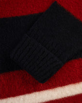 Made In Scotland Crimson White Shaggy Dog Frame Stripe Sweater Classic Fit