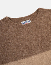 Made In Scotland Tan Shaggy Dog Block Stripe Sweater Trim Fit
