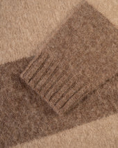 Made In Scotland Tan Shaggy Dog Block Stripe Sweater Trim Fit