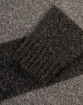 Made In Scotland Grey Black Shaggy Dog Block Stripe Sweater Trim Fit