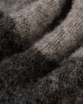 Made In Scotland Grey Black Shaggy Dog Block Stripe Sweater Trim Fit