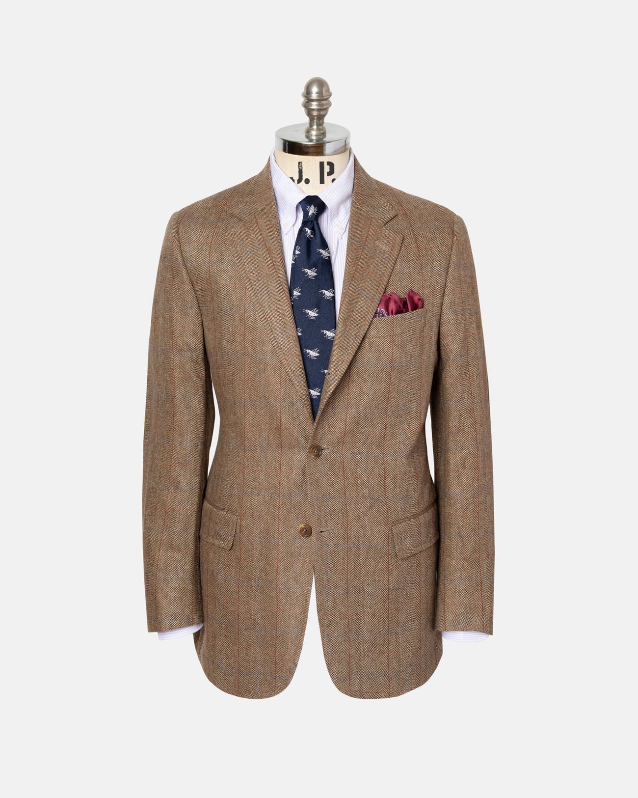 Made In Canada Light Brown Barleybone Windowpane Silk Sport Coat