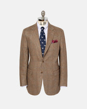 Made In Canada Light Brown Barleybone Windowpane Silk Sport Coat