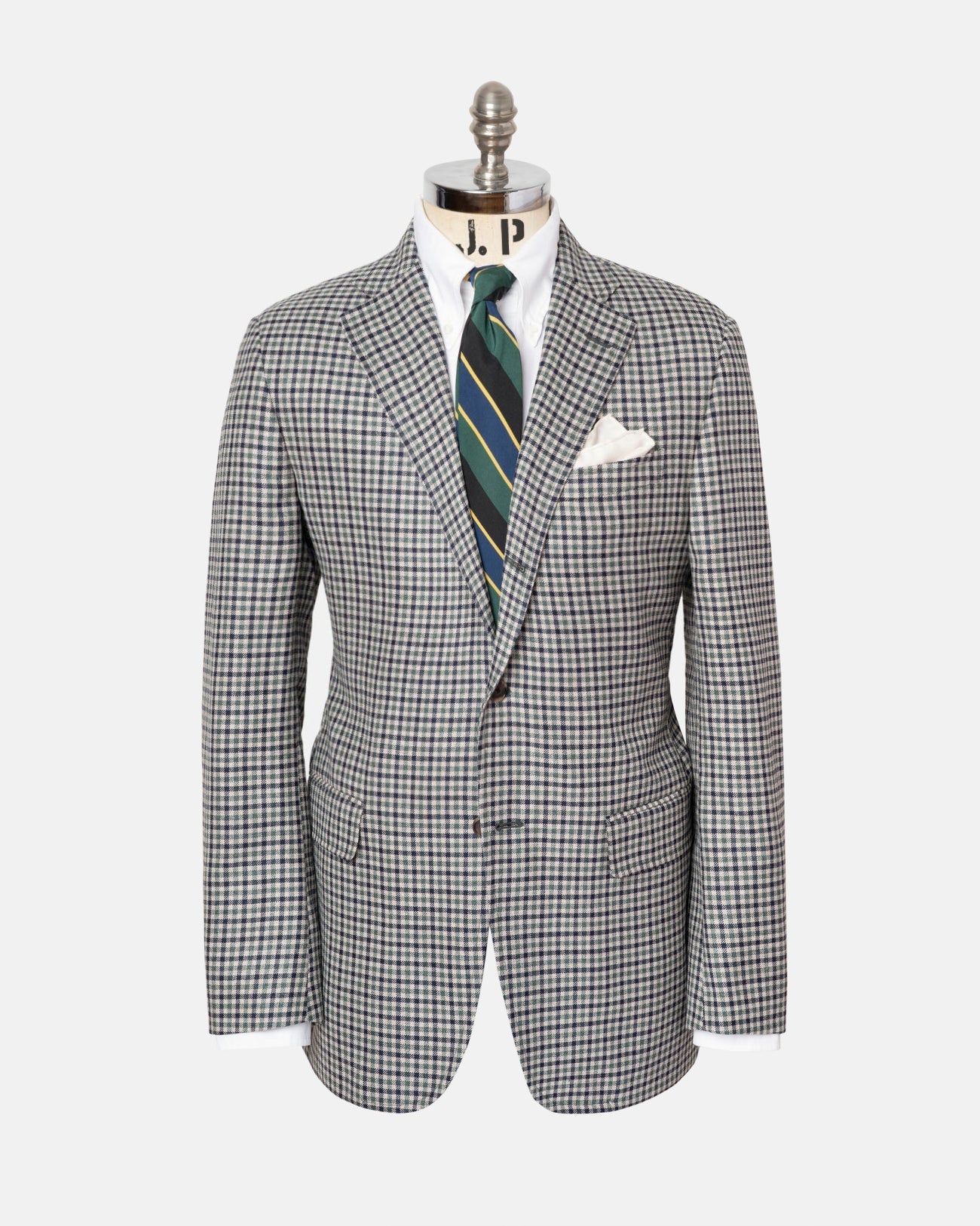 Made In Usa Green Black Check Wool Linen Sport Coat