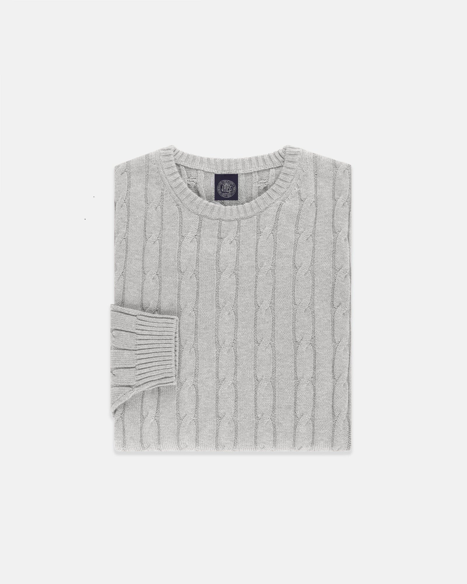 Cotton Cashmere Cable Crewneck Sweater