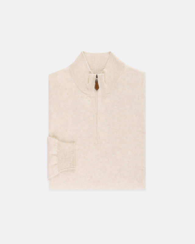 Light Cotton Cashmere Quarter Zip Sweater