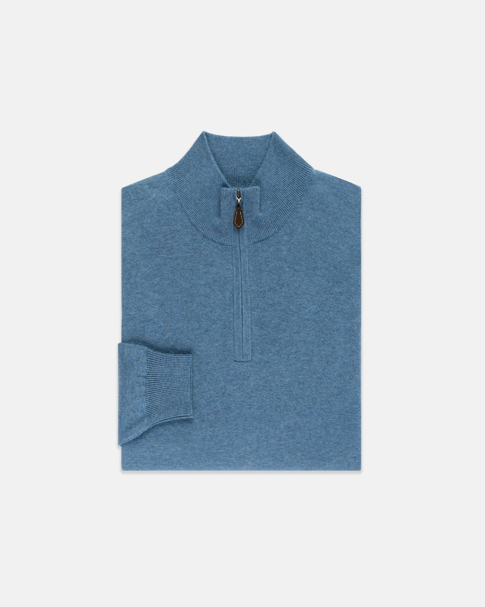Marl Cotton Cashmere Quarter Zip Sweater