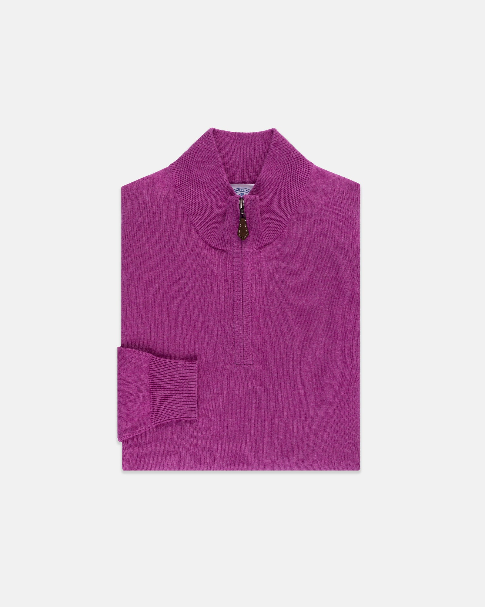 Purple Cotton Cashmere Quarter Zip Sweater