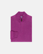 Purple Cotton Cashmere Quarter Zip Sweater