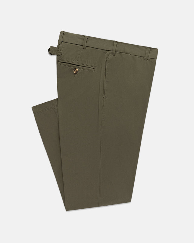 Cinch Back Cotton Chino Trouser Trim Fit