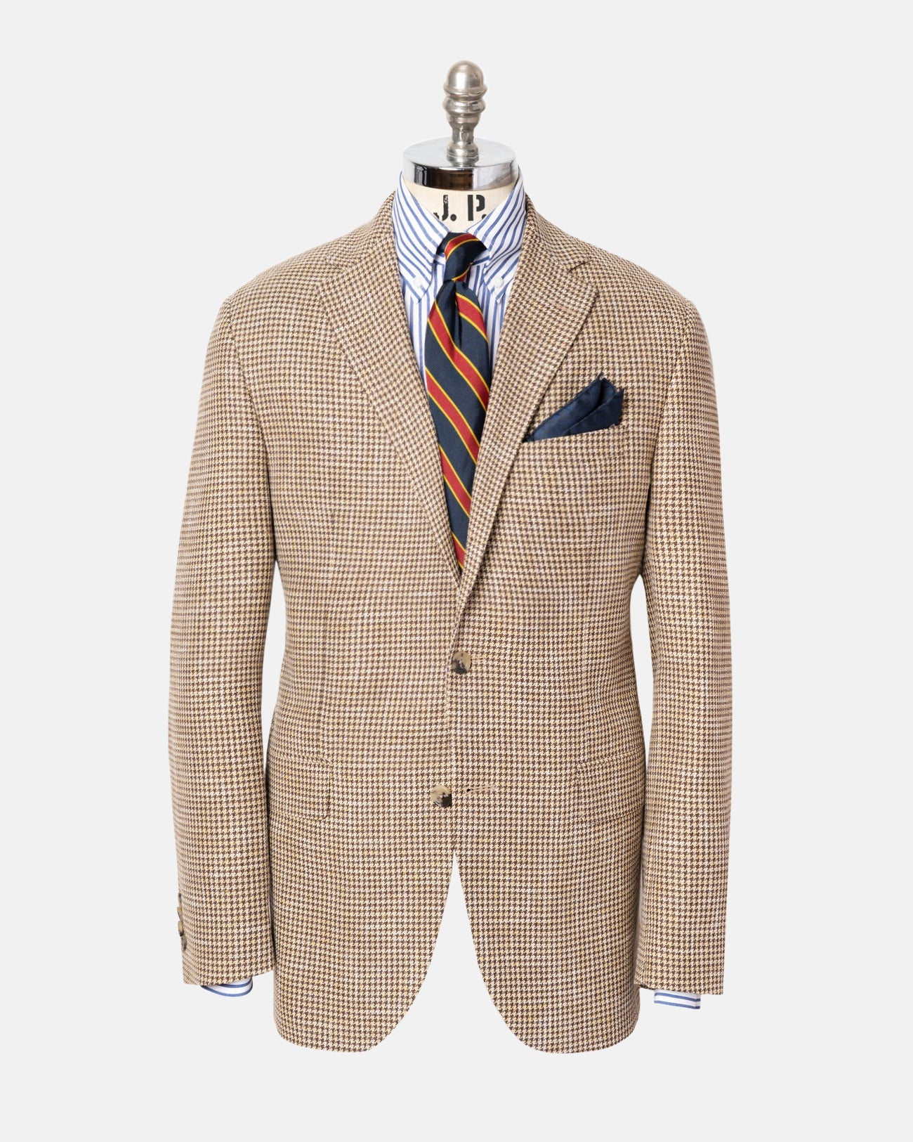 Made In Canada Brown Houndstooth Wool Cotton Sport Coat