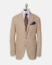 Made In Canada Brown Houndstooth Wool Cotton Sport Coat
