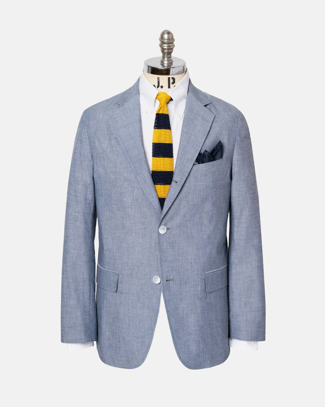 Solid Cotton Chambray Sport Coat Trim Fit