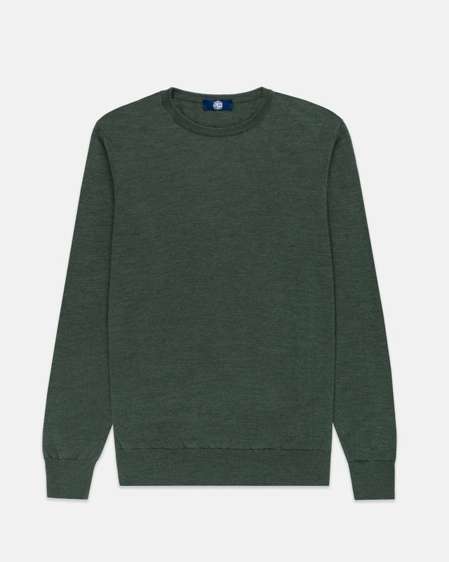 Made In Scotland Green Superfine Merino Wool Sweater