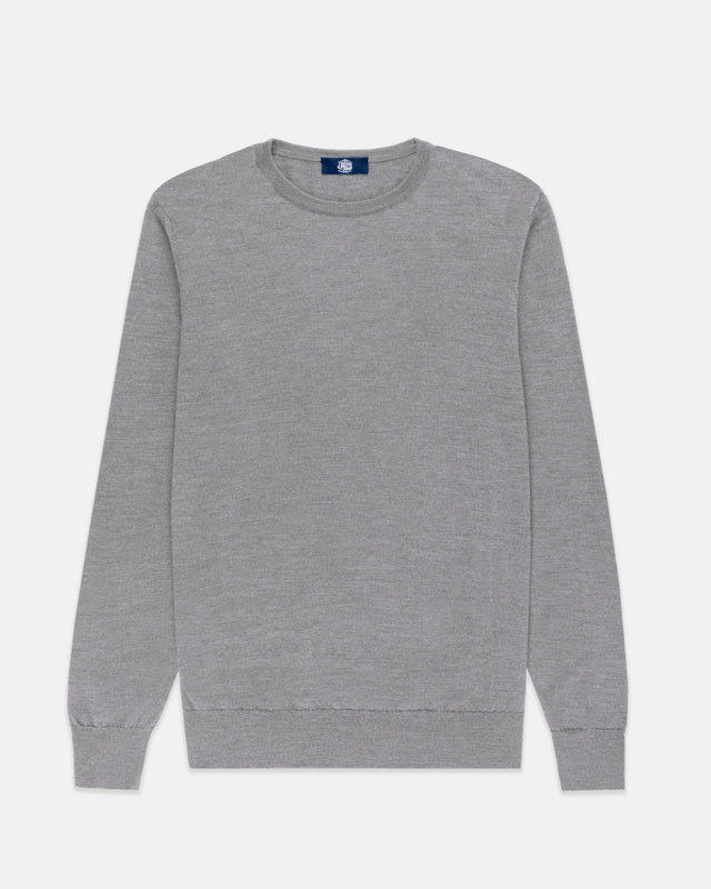 Made In Scotland Grey Superfine Merino Wool Sweater