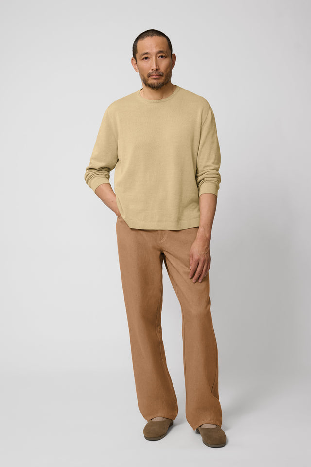 Long Sleeve Knit T-Shirt (Mustard Naturally Dyed Cotton Mouline)
