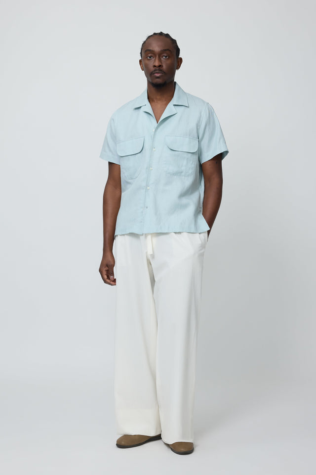 Short Sleeve Camp Shirt (Ice Washed Cotton Linen)
