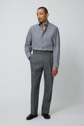 Button Down Collar Shirt (Grey Linen Houndstooth)