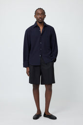 Spread Collar Shirt Wool Seersucker