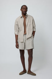 Spread Collar Shirt (Taupe Cotton Silk Slub)
