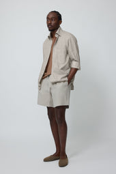 Spread Collar Shirt Cotton Silk Slub