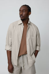 Spread Collar Shirt Cotton Silk Slub
