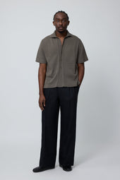 Short Sleeve Knit Shirt Naturally Dyed Cotton Moulin